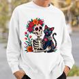 スケルトン ハグ 猫 シュガー スカル Día Los Muertos ハロウィン スウェットシャツ 彼への贈り物