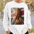 セクシーガールグラフィックtシャツ 「ホットピンナップガール&イギリスの旗」 長袖tシャツ スウェットシャツ 彼への贈り物