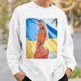 セクシーガールグラフィックtシャツ 「モダンピンナップガール&ウクライナ国旗2」 長袖tシャツ スウェットシャツ 彼への贈り物