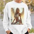 セクシーガールグラフィックtシャツ セクシーシッティングエンジェルピンナップバックプリント スウェットシャツ 彼への贈り物