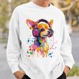チワワの恋人 ポップアート ヘッドフォンを着て おもしろい チワワ 長袖tシャツ スウェットシャツ 彼への贈り物