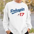 デコピン 大谷 Dekopin 愛犬 Decoy 二刀流 Decopin 野球 ユニホーム風 犬 かわいい 長袖tシャツ スウェットシャツ 彼への贈り物