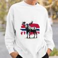 ノルウェー デザイン ヘラジカ ノルウェー国旗 自然 服装 北欧 長袖tシャツ スウェットシャツ 彼への贈り物