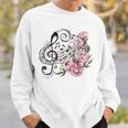 ピアノの鍵盤、音符、花 スウェットシャツ 彼への贈り物
