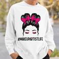 メイクアップアーティスト 美容師 美容師 顔 乱雑なお団子 スウェットシャツ 彼への贈り物