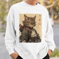 ヴィンテージ 日本の風景 侍 猫 漢字 Art Back スウェットシャツ 彼への贈り物