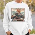 寿司好き ヴィンテージ 子猫 伝統 日本の芸術 猫 長袖tシャツ スウェットシャツ 彼への贈り物