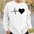 心電図のパターン ハートカラー ブラック スウェットシャツ 彼への贈り物