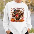 感謝祭 おもしろい 七面鳥巡礼者 軽くたたく 幸せな七面鳥の日 スウェットシャツ 彼への贈り物