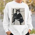 日本美術 猫 忍者 浮世絵 アニメ風 侍猫 長袖tシャツ スウェットシャツ 彼への贈り物