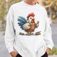 木彫りの鶏、かわいいデザイン スウェットシャツ 彼への贈り物