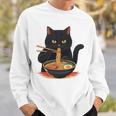 猫 ラーメン グラフィック 日本語 カワイイ アニメ 面白い ラーメン 猫 長袖tシャツ スウェットシャツ 彼への贈り物