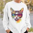 猫 動物 抽象 モチーフ サングラス イラスト アート ネコ スウェットシャツ 彼への贈り物