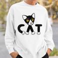 猫 子猫 ハチワレ モノトーン 白 黒 かわいい ユニーク スウェットシャツ 彼への贈り物