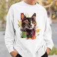 猫 抽象的 かわいい アート ポートレート 動物 恋人 グラフィック 猫 スウェットシャツ 彼への贈り物