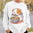 面白いモルモット 箸でラーメンを食べる アニメ 長袖tシャツ スウェットシャツ 彼への贈り物