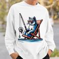 面白い釣り猫ロッドとリール Lets Go 釣り 猫釣り 長袖tシャツ スウェットシャツ 彼への贈り物