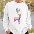 鹿 カラフル モチーフ 抽象 動物 プリント アート 鹿 スウェットシャツ 彼への贈り物