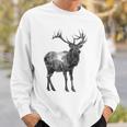 鹿 動物 プリント モチーフ 図面 イラスト ポートレート 鹿 スウェットシャツ 彼への贈り物