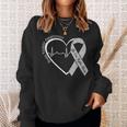 Brain Tumor Awareness Heart Brain Cancer Gray Ribbon Support Sweatshirt Gifts for Her