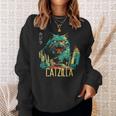 Catzilla ビンテージ 面白い かわいい 猫 アート スウェットシャツ 彼女への贈り物