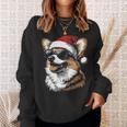 Corgi サンタハット 面白い かわいい 犬 ママ お父さん クリスマス 長袖tシャツ スウェットシャツ 彼女への贈り物