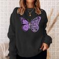 Crohns Awareness Together We Rise パープルリボン バタフライ スウェットシャツ 彼女への贈り物