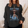 Denim And Diamonds African Melanin Cowgirls Western Sweatshirt Gifts for Her