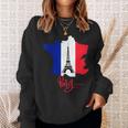 Enjoy Travel Paris France Flag & Eiffel Tower Graphic スウェットシャツ 彼女への贈り物