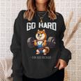 Go Hard Or Go Home 柴犬 犬 ウエイトリフティング フィットネス ジム スウェットシャツ 彼女への贈り物