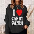 I Heart 愛 キャンディケーン 冬 ペパーミント クリスマス スウェットシャツ 彼女への贈り物