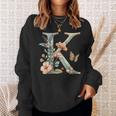 Idée-Cadeau Personnalisé Lettre K En Fleurs Et Papillons Sweater e Cadeaux pour elle