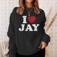 I Love Jay I Heart Jay レッドハート スウェットシャツ 彼女への贈り物