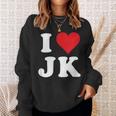 I Love Jk Initials I Heart JK First Last Name J K スウェットシャツ 彼女への贈り物