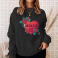 I Love Miami Miami Love Heart & Roses Illustration Graphic スウェットシャツ 彼女への贈り物