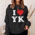 I Love Yk Initials I Heart YK First Last Name Y K スウェットシャツ 彼女への贈り物