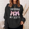 Pink Bow Twinning With My Bestie Twin Matching Twins Friends Sweatshirt Gifts for Her
