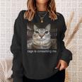 Rage Is Consuming Me 愚かな凝視猫ミーム スウェットシャツ 彼女への贈り物