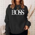 「The Real Boss」メンズ&レディース アンティーク調グラフィックtシャツ スウェットシャツ 彼女への贈り物