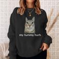お腹が痛い面白い猫のミーム スウェットシャツ 彼女への贈り物