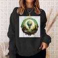 かわいいグリーンエイリアンヘッドufoスペースフェイス スウェットシャツ 彼女への贈り物