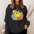 かわいいスマイルフェイス 花 ハッピーフェイス 花 ハート キッズ ガールズ スウェットシャツ 彼女への贈り物