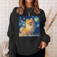かわいいポメラニアン犬 星月夜 ヴィンセント・ヴァン・ゴッホ絵画 スウェットシャツ 彼女への贈り物
