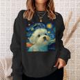 かわいいマルチーズドッグ 星月夜 ヴィンセント・ヴァン・ゴッホ絵画 スウェットシャツ 彼女への贈り物