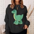 ゆるい恐竜のキャラクターイラスト_ブラキオサウルス スウェットシャツ 彼女への贈り物