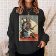 アニメ 日本の侍猫 エレキギターを弾くアートワーク スウェットシャツ 彼女への贈り物