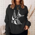 アメリカントラディショナル ツバメ 鳥 アウトライン タトゥー スウェットシャツ 彼女への贈り物
