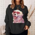 イングリッシュクリーム ゴールデンレトリバー ママギフト ハート メガネ ラブ スウェットシャツ 彼女への贈り物