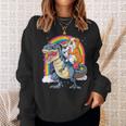 イングリッシュブルドッグ ユニコーン ライディング ダイナソー Tレックス ギフト メンズ レディース スウェットシャツ 彼女への贈り物