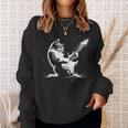 エレキギターで遊ぶ面白いギター猫 スウェットシャツ 彼女への贈り物